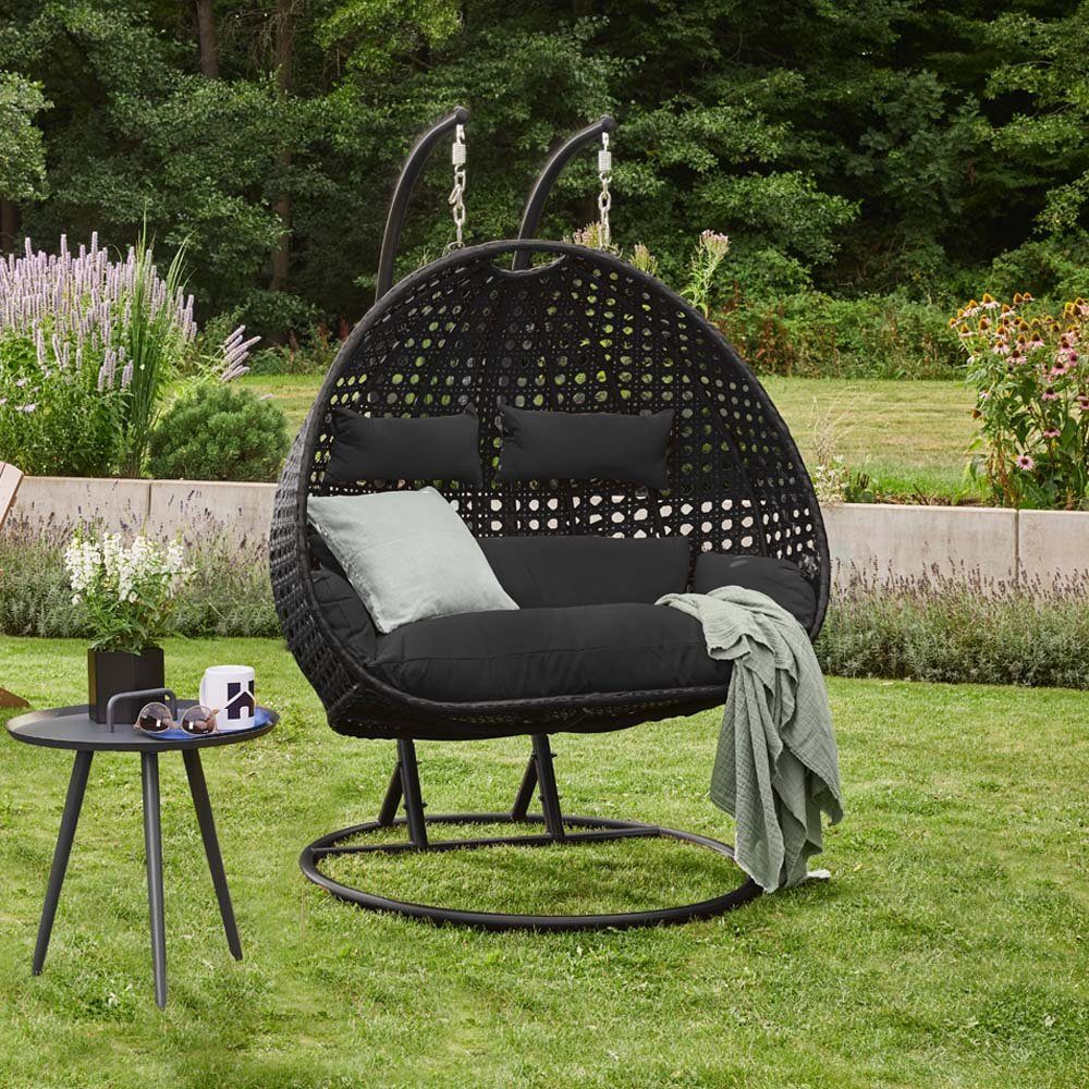 HOME DELUXE Hängesessel Polyrattan Hängesessel TWIN (inkl. Gestell